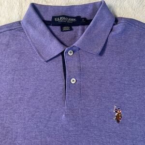 U.S. POLO ASSN. Luxury Feel Short Sleeve Polo - Purple with Full Color Logo - L